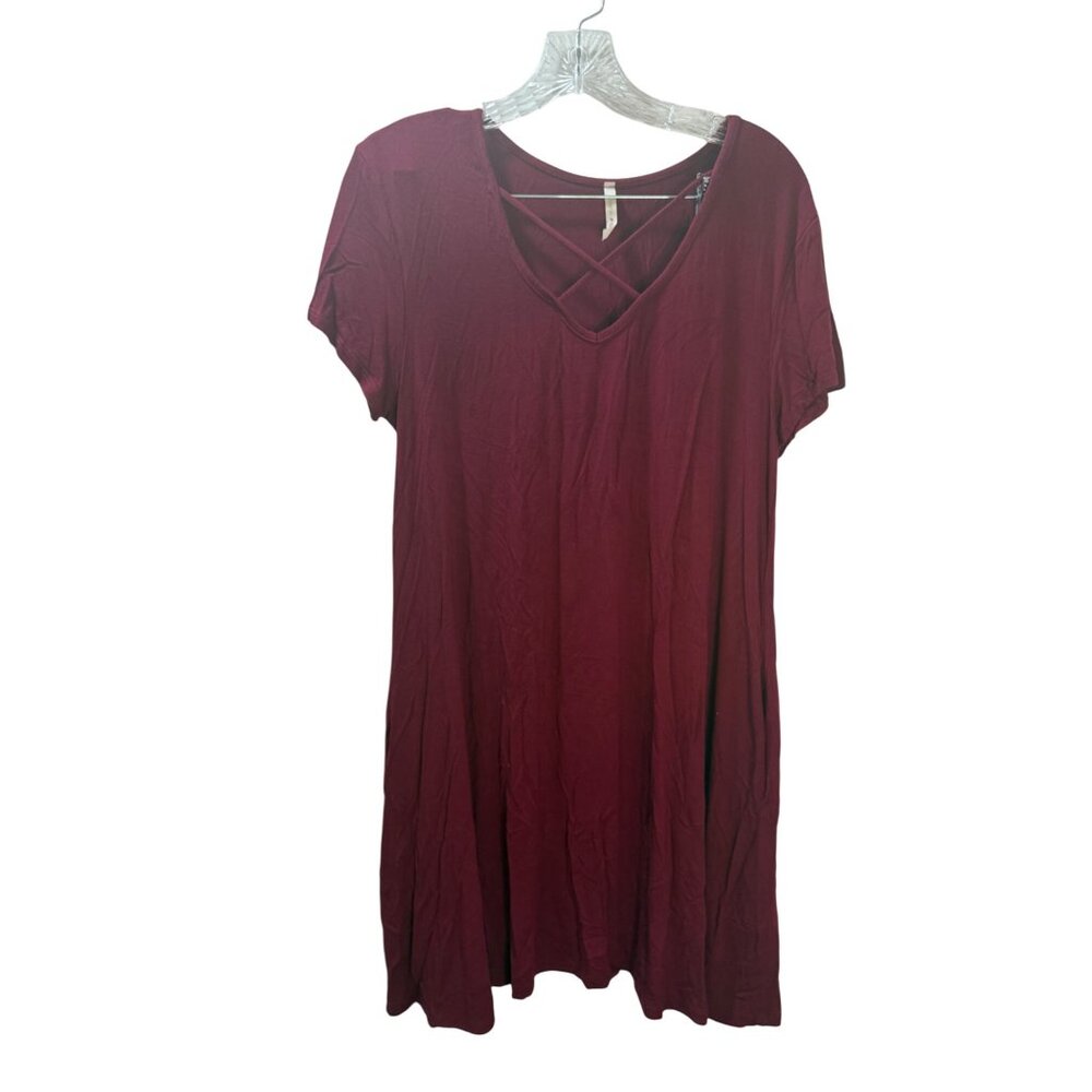 Lampe N Chili Burgundy‎ A-Line Short Sleeve Dress